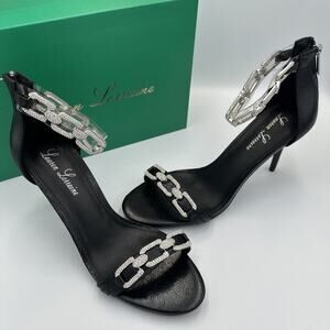 Lauren Lorraine Shoes High Heel Sandals Size 11 Black Rhinestone Formal Party